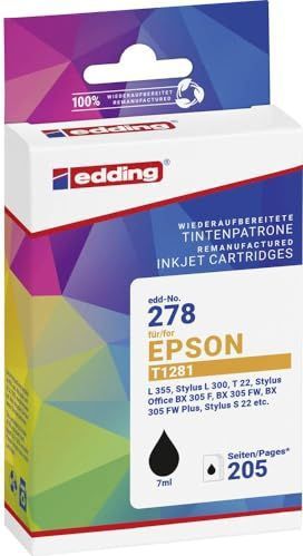 Edding Inktcartridge vervangt Epson T1281 Compatibel Zwart EDD-278 18-278-01