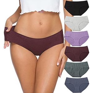 Altheanray Damesondergoed, katoenen ondergoed voor vrouwen, naadloze hipster-bikinislips, slipje, 6 stuks, Katoenen Bikini - B/Lp, M