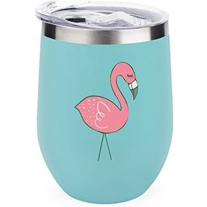 Roze Flamingo Geïsoleerde Tumbler met Deksel Leuke Roestvrijstalen Koffiemok Duurzame Thee Cup Reismok Groene Stijl