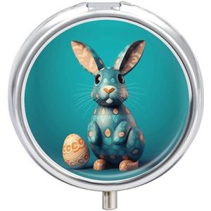 Pillendoosje Reizen Pil Organizer Konijn Sculptuur Gedrukt Leuke Pillendoos Handige Pillendoos Geschikt om in zakken en zakken te worden geplaatst