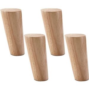 4 stuks natuurrubber houten tafelkastpoten, massief verdikte bankpoten, 12 cm, 15 cm, 20 cm ronde massief houten meubelpoten, for fauteuils, kasten, dressoirs vervangende voeten, schuin 10 cm/3,9 inch