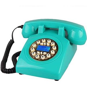 Vintage telefoon, Retro Desn Snoer Woonkamer Studeerkamer Retro Decoratie Thuiskantoor Telefoon Vintage Telefoon-Blauwe, Zilveren Knop(Gold Button)