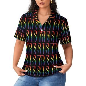 Rainbow Resist dames poloshirts met korte mouwen, casual T-shirts met kraag golfshirts sport blouses tops S