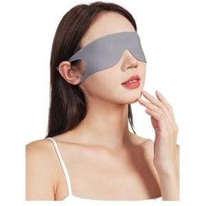 Lichtblokkerend draagbaar dun ijs zijde oogmasker voor zomer reizen slapen blinddoek met oor opknoping riem unisex ooglapje (grijs)