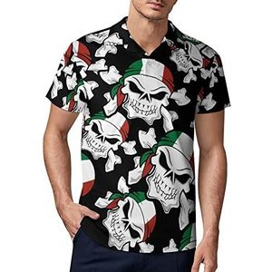 Italië PirateFlag Skull Heren Golf Polo-Shirt Zomer T-shirt Korte Mouw Casual Sneldrogende Tees M