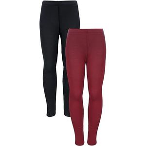 TupTam Meisjes Legging Gevoerd Fleece Winter Thermisch Hoge Taille 2 Paar, 2 stuks zwart/bordeaux, 140