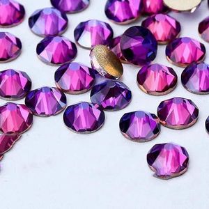 2088 DIY kristal nageldecoraties zonder hotfix, 8 grote en 8 kleine strass steentjes, platte achterkant, plaknagels voor nagelkunst, paars fluweel, SS16-1440 stuks