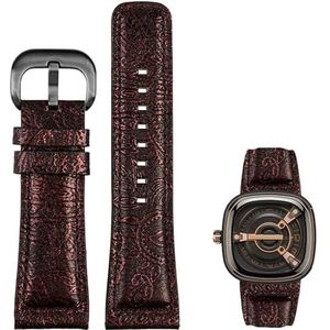 dayeer Echt koeienhuid Lederen Horlogeband Voor Zeven Vrijdag Q2/03/M2/M021/T2 Vintage styleDiesel horlogeband voor heren Armband accessoires (Color : Color 3 black, Size : 28mm)