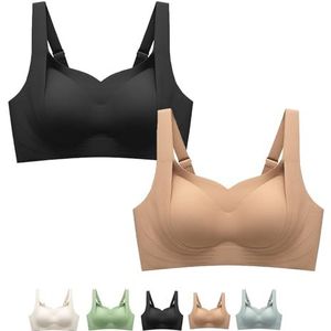Ondersteunende, Draadloze Liftbeha, De Hele Dag Comfort, Geen Lekken, Vormgevend En Naadloos Ontwerp(Black+khaki,XX-Large)