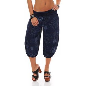 malito dames Capri broek met opdruk | Harembroek om te dansen | Pofbroek om te chillen - Vrijetijdsbroek 7182 (donkerblauw)