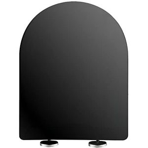 Wc bril, Zwarte ovale toiletbril met soft close en snelsluiting, verstelbare scharnieren, badkamer dikke plastic toiletbril gemakkelijk schoon te maken