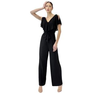 Elara Jumpsuit voor dames, V-hals, zwart, eenheidsmaat, One size