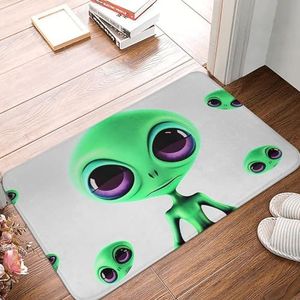YNCATXZ Groene buitenaardse deurmat 40 x 60 cm antislip binnen en buiten mat welkomstmat wasbaar deurmat voor entree, deurmat, absorberende flanellen badmatten