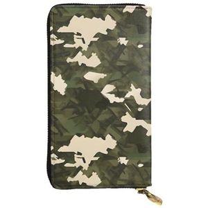 Leger Camouflage Unisex Lederen Rits Portemonnee Cosmetische Tas voor Party Reizen Vakantie Geschenken, Zwart, Eén maat