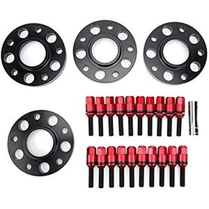 Auto Spoorverbreding 4 Stks Hub Centric Wiel Spacers Kit, Geschikt Voor 1 3 5 6 7 8 Serie Flens Wiel Spacers + 20 Stks Extended Lug Bouten + Sleeve Verspringende Kit(Rood)