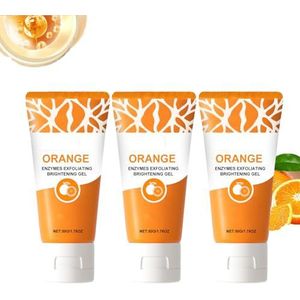 2 stuks Orange Enzyme Exfoliating Gel Scrub, zacht gezicht en lichaamswasmiddel met diep reinigende vochtinbrengende crème, reinigende peeling voor alle huidtypes, verwijdert mee-eters (3 stuks)