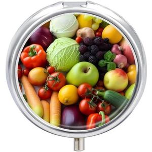 Verse groenten en fruit pillendoos waterdichte draagbare geneeskunde pillendoosje vochtbestendig metalen pillendoosje met 3 compartimenten medicijnkoffer