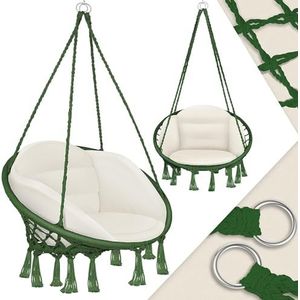 KESSER® Hangstoel met kussen - chill hangstoel voor volwassenen & kinderen hangmat tot 150 kg hangstoel ophanging binnen & buiten wonen & tuin terras, kaki