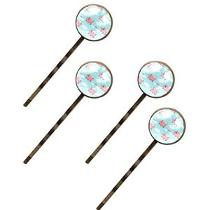 Flying Angel Pig Roze Wolk Regenboog Blauw Sky 4 Stuks Vintage Haarspelden Vrouwen Barrette Bobby Pins Decoratieve Metalen Goudkleurige Haarspelden Haaraccessoires voor Vrouwen Meisjes