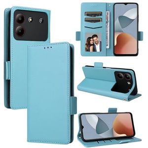 SHAMMA Telefoonhoesje voor ZTE Blade A54, compatibel met ZTE Blade A54, telefoonhoesje [lederen PU TPU binnenschal], lichtblauw