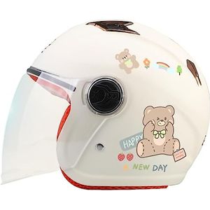 Motorhelm, DOT/ECE gecertificeerde 3/4 helm Retro halve Motorfiets elektrische open ontwerp Lichtgewicht J,50-55(J)