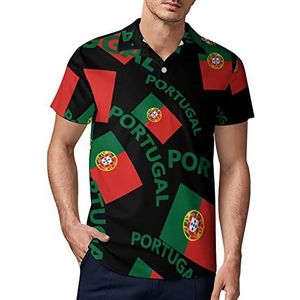 Portugal Vlag Heren Golf Polo-Shirt Zomer Korte Mouw T-Shirt Casual Sneldrogende Tees L