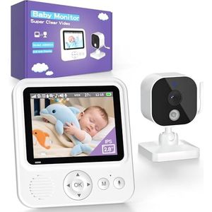 OBVHNUA Babyfoon camera 2,8 inch 720P HD 2000mAh Babyfoon Videobewaking IPS-scherm USB-C 2,4 GHz Zoom Nachtzicht VOX-communicatie Temperatuursensor Ondersteuning 2 camera's