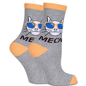 SOKEN CONCEPT Womens Funky Sokken | Green Meow Cat | Funny Animal Socks