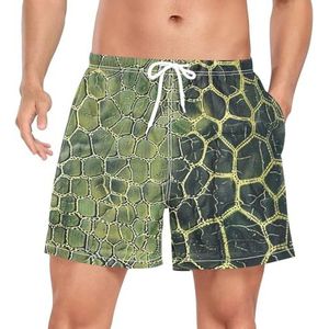 Niigeu Camouflage Snake Skin Green Zwembroek voor heren, sneldrogend, met zakken, Leuke mode, M