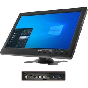 MJDOUD 10,1 inch automonitor for tv pc vga-display met,1"" lcd-scherm back-upcamera submonitor for thuisbeveiligingssysteem(101-EU(with 2 Cable))