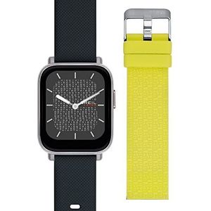 Breil, Smartwatch SBT-1, met verwisselbare siliconen armband, Bluetooth-connectiviteit en gesp, zwart-geel, Eén maat, Modern