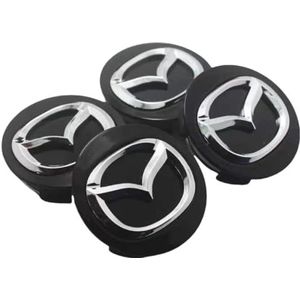 Auto Wieldoppen voor Mazda RX-8 2005-2012, Velgdoppen Naafdoppen Naafdop Wiel Hub Center Cap met Logo Hittebestendige Vervanging Velgenbescherming Accessoires 4 PCS,Black-56mm-A