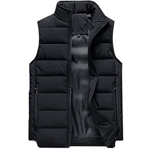 Utdoor Vest, Bodywarmer Gilet Uitloper Gewatteerd Vest Lichtgewicht Donsvest Softshell Gewatteerd Vrije tijd Mouwloos Jas(Black,4XL)