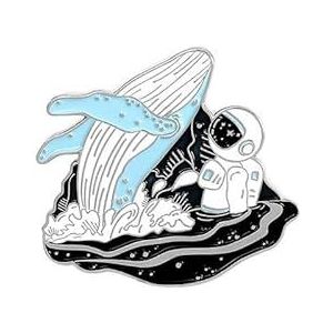 Broche Sieraden Leuke Broche Cartoon Walvis Astronaut Drift Fles Badge Pin (Color : XZ3015)
