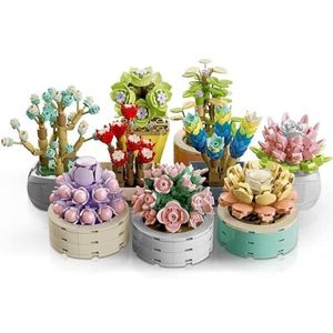 SPIRITS Succulente bloemen botanische collectie bouwset, planten kantoor woondecoratie vetplanten bonsai bouwspeelgoed, creatief bouwproject for volwassenen, cadeaus for meisjes vrouwen (750 stuks) (