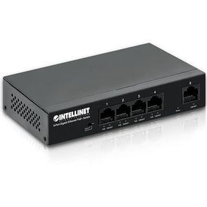 Intellinet - 5-poorts Gigabit Ethernet PoE+ - Netwerkschakelaar - Zwart - 1000 Mbps, 30 Watt per poort