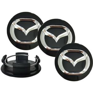 Set van 4 wieldoppen voor Mazda 3 6 Atenza Axela CX4 CX5 CX6 etc. 56mm, auto wieldoppen, wieldoppen, vervangende wieldoppen, wieldopstickers, B Zilver