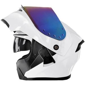 Opklapbare Motorhelmen ECEDOT-Goedgekeurde Integraalhelm Met Geïntegreerd Motormodulaire Helm Met Dubbel Vizier Crash Racing Helm Ventilatie Heren Dames 15,XL:61-62CM