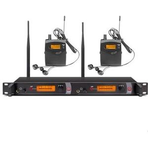 Draadloze intercoms, In-ear monitoringsysteem 2-kanaals multi-bodypack-monitor met in-ear draadloos monitoringsysteem voor thuis, zakelijk of op kantoor(Khaki)