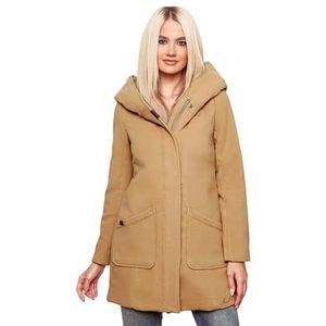 Marikoo Damesjas, trenchcoat, winterjas, overgangsjas, lange parka, B819, camel, S