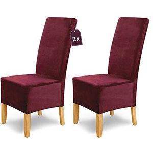 Scheffler-Home Stretch Stoelhoes Puma Velvet/Set van 2 Elastische Velours Stoelhoezen/Stoelbekleding Vrijdragende Stoelen/Microvezel Spanhoes met Elastische Band Elegante Stoelhoezen