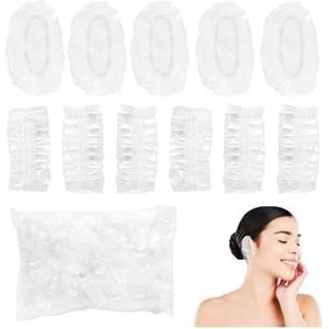 100 stuks wegwerp oorhoezen voor douche, doorzichtige plastic oordouchecaps, waterdichte oorbeschermers voor haarverf