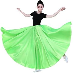 Buikdansen Rok Vrouwen Dans Grote Swing Rok 720 Graden Buikdans Lange Rok Tribal Zigeuner Kostuum Dame Buikdans Satijn Lange Volledige Rokken, Lichtgroen, Hemline 360 L 90cm