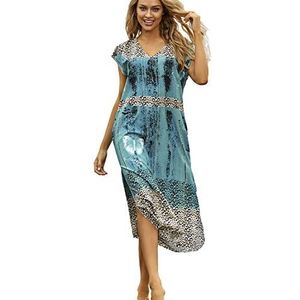 YouKD Dames Kaftan Maxi Bohemian Jurk Strand Bikini Coverup Robe Lange Kimono Een maat loungewear