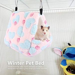 Duokon Rat Hamster House Bed Winter Warm Klein huisdier Eekhoorn Egel Chinchilla Konijn Guinea Huis kooi Nest, 17*15, roze