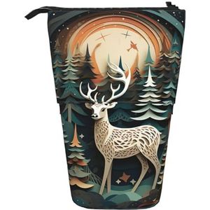 Evengigy Kerst Herten Print Leuke Etui met Zip Verstelbare Stand Potlood Houder Grappige Make-up Tas, Zwart, Eén maat, Tas Organizer