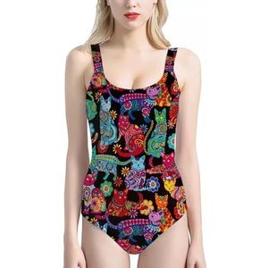 Belidome Badpak Tankini-badpakken uit één stuk voor dames, Uil, L