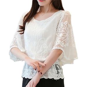 Dvbfufv Vrouwen Elegante Blouses Vrouwen Lente Mode Katoen Kant Shirt Tops, Wit, XS