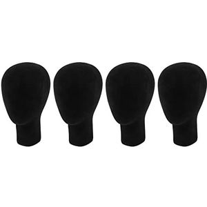 Goufride 4X polystyreen schuim mannequin gezicht model hoofd pruik houder bril met basisbeugel - zwart, 35cm