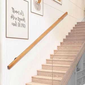 Houten wandtrapleuning - complete set, trapleuning houten trapleuningen for binnen, wandmontage handrails, veiligheid anti-slip wandtraprail for oudere kinderen, trapbak(480cm/15.7ft/189in)